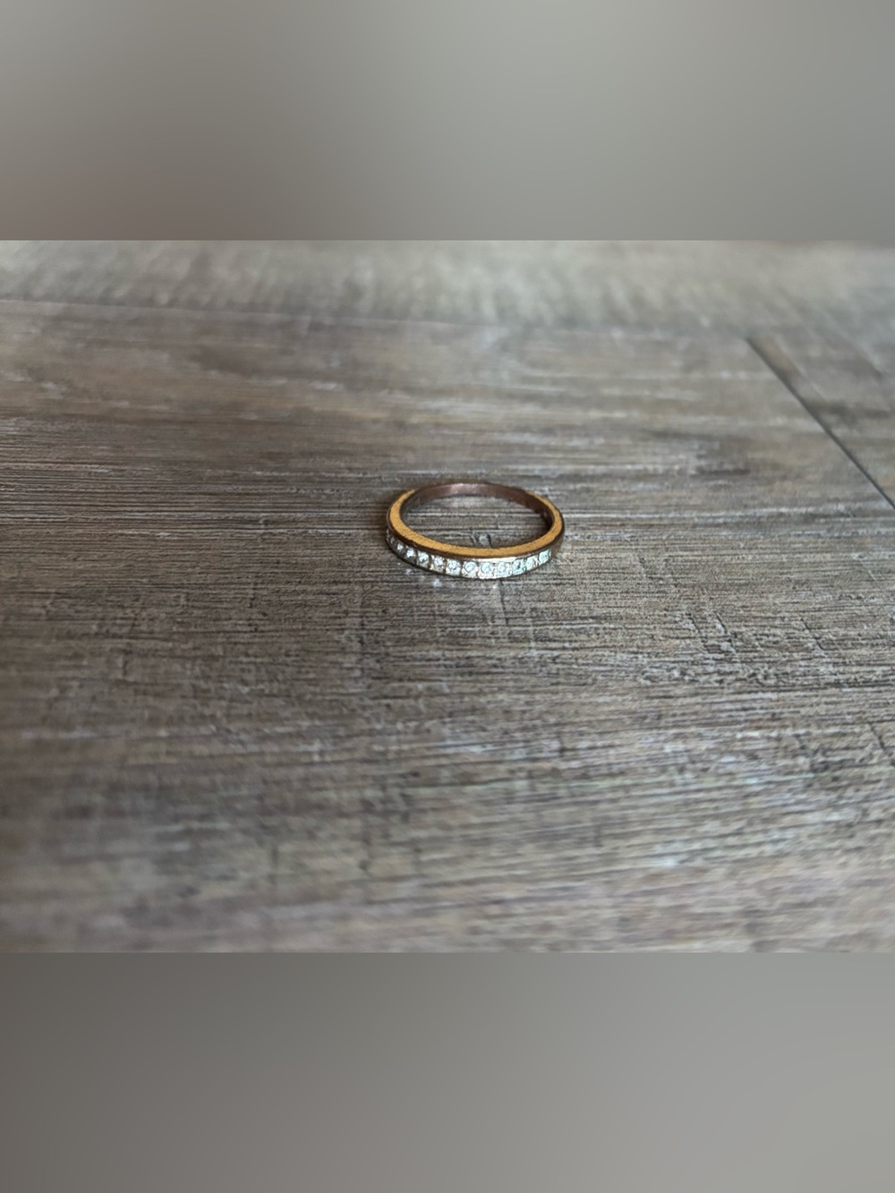 Women’s size 11 gold-tone thin metal band rhinestone stacking eternity ring